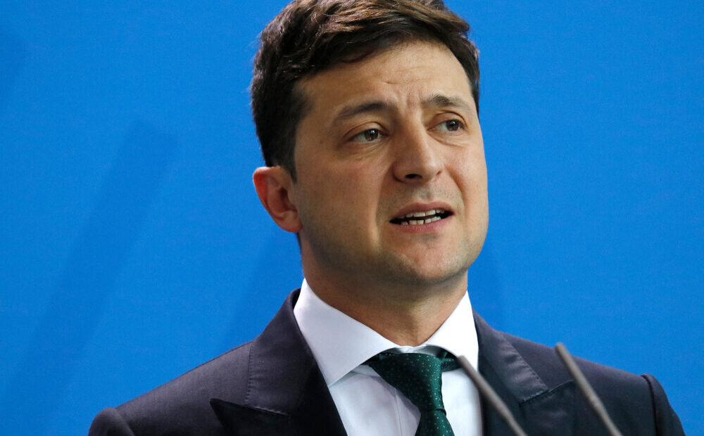 Zelensky durante una conferenza stampa