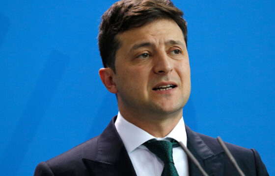 Zelensky durante una conferenza stampa